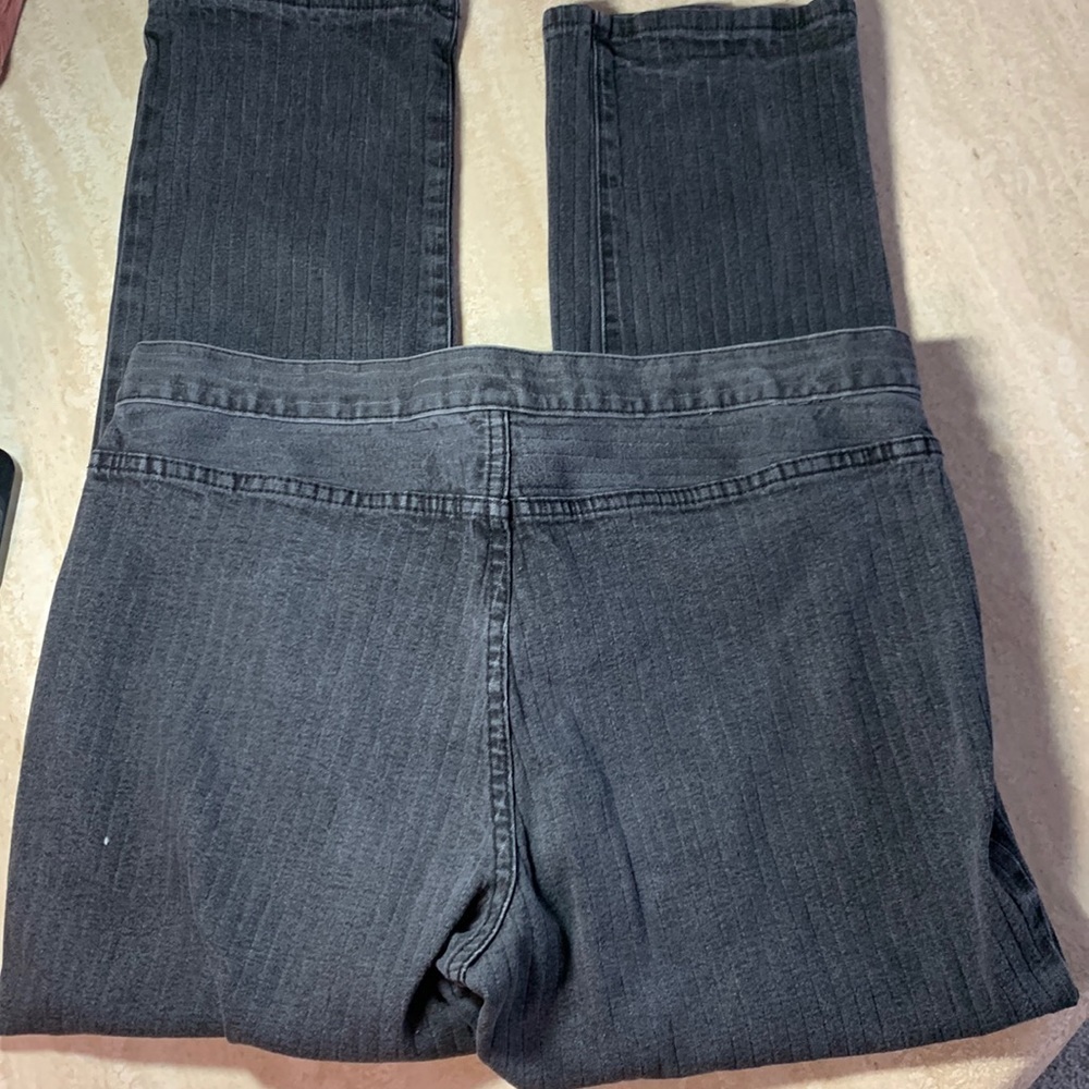 LAUREN JEANS CO Ralph Lauren jeans, grey, edgy stripe texture, high rise. 14P - Picture 7 of 17